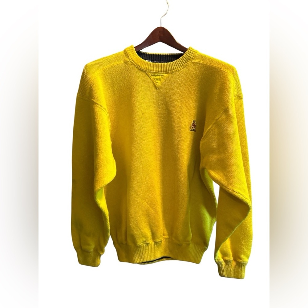 Vintage Tommy Hilfiger Yellow Knit Crewneck Sweater Unisex Size‎ L